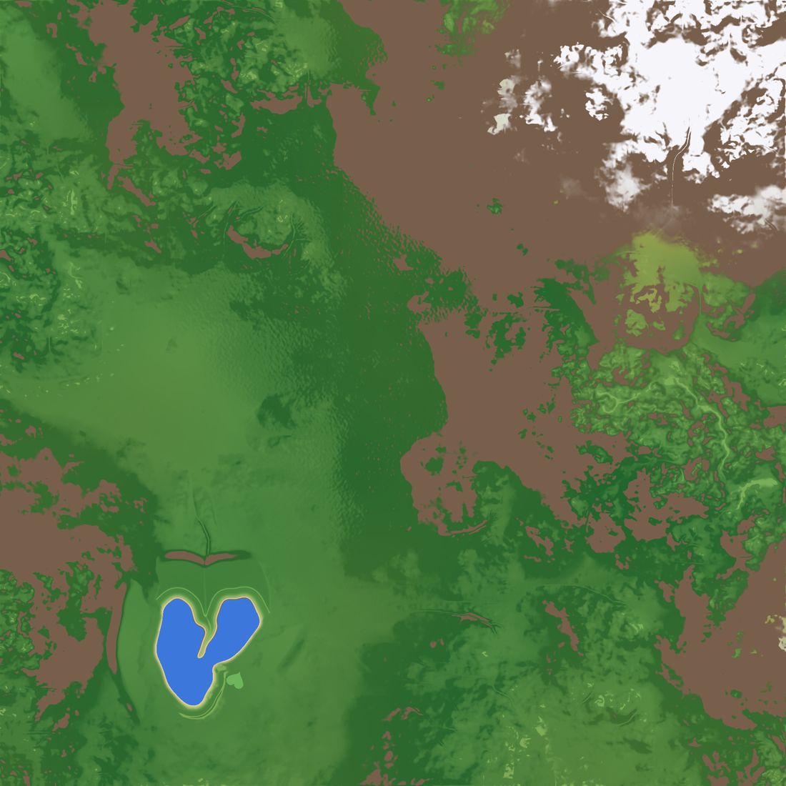 The biome map, derived from the heightmap