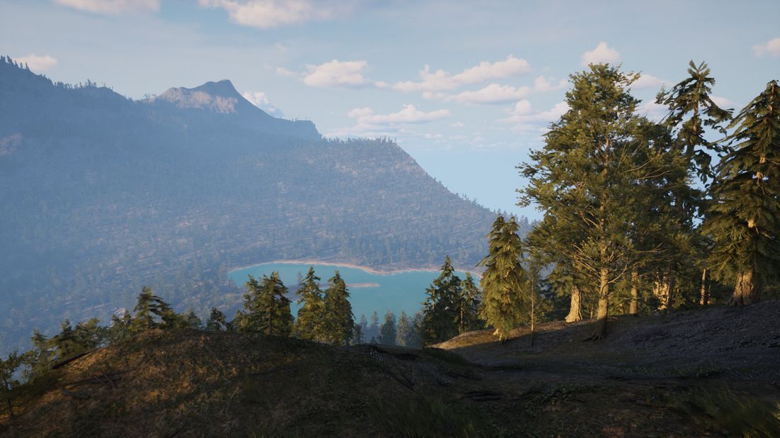The opening vista, with the clearing the pipeline cut for it